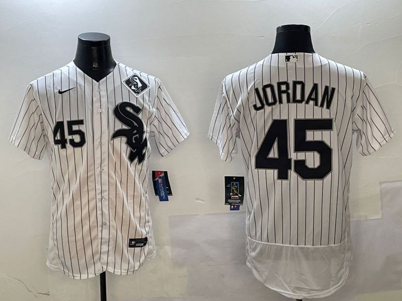 Men Chicago White Sox #45 Jordan White Stripe Elite 2025 Nike MLB Jersey style 2->chicago white sox->MLB Jersey